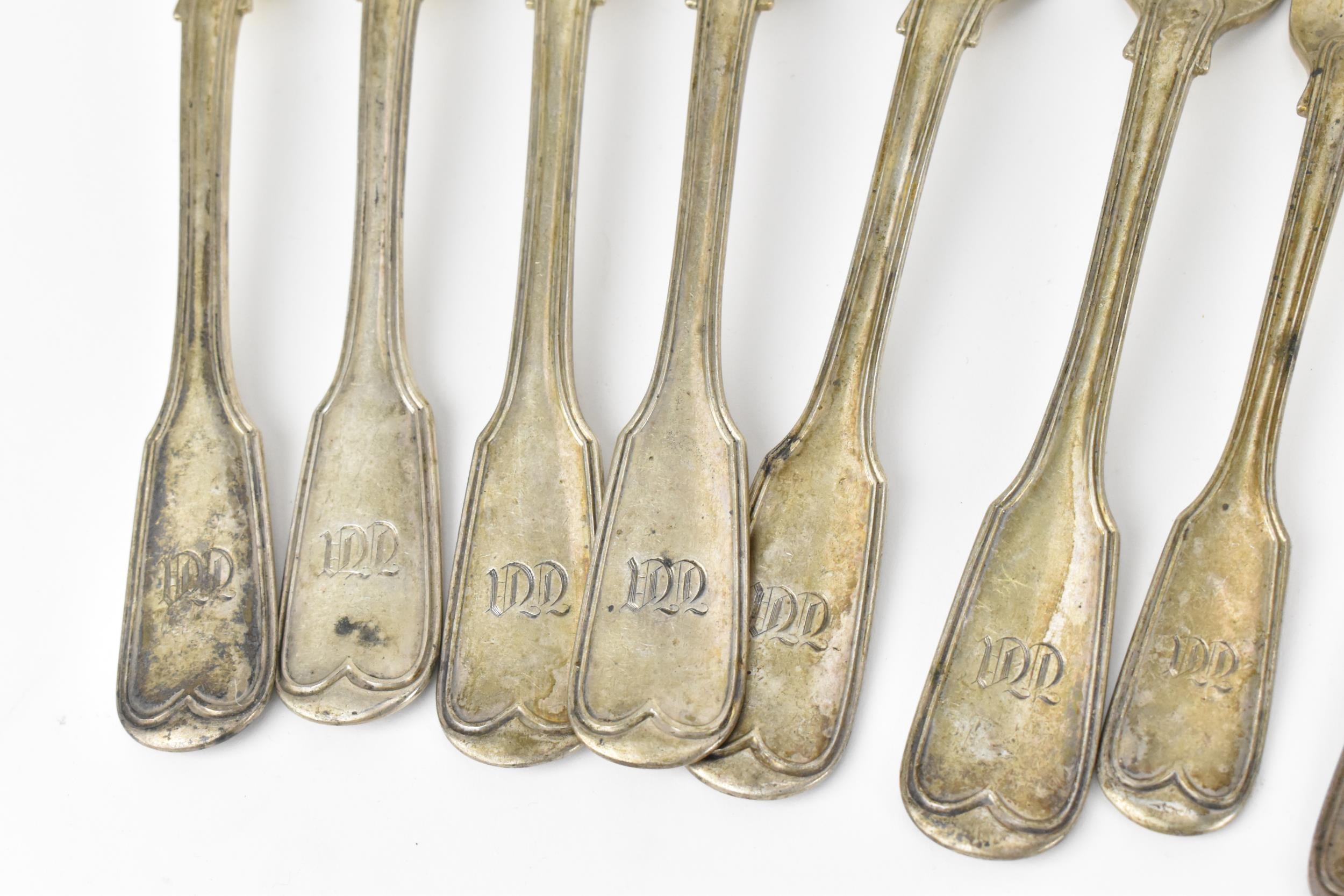 A set of Victorian silver dinner forks by Thomas Whipham, London 1849, comprising six dinner forks - Image 2 of 5