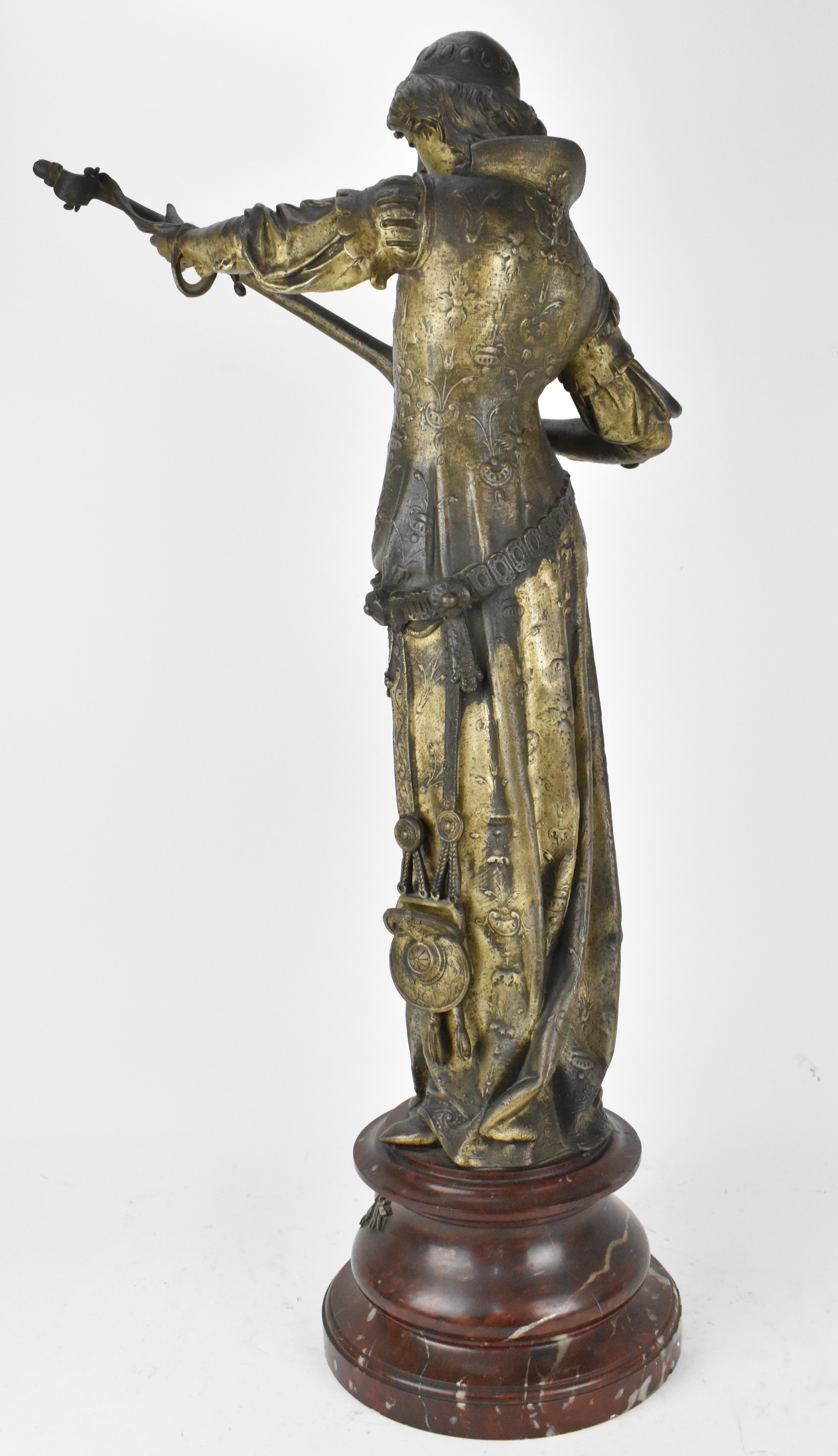 A late 19th century spelter Orientalist sculpture, titled 'Bianca', modelled as a female mandolin - Image 2 of 6