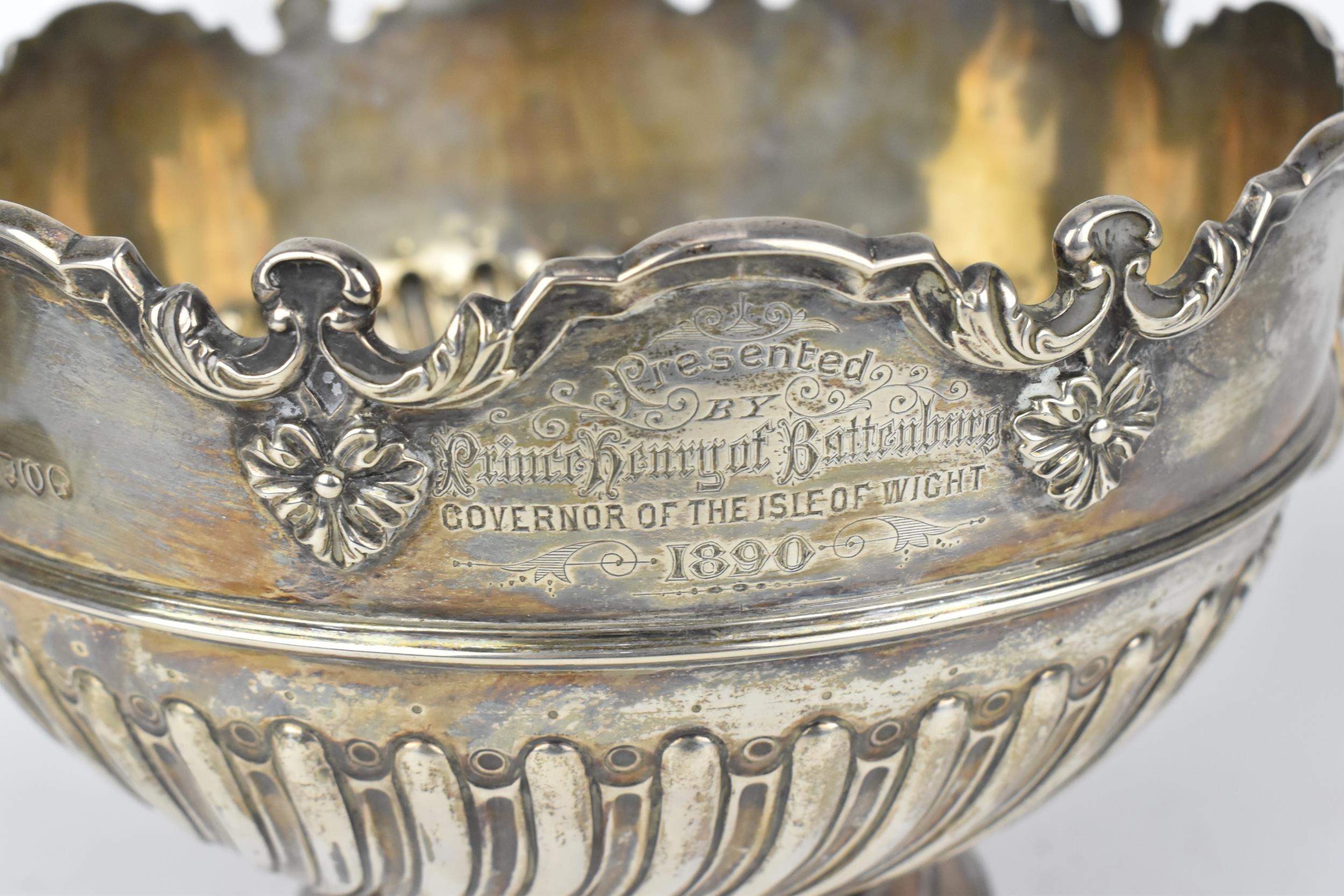 A Victorian silver presentation monteith bowl by William Hutton & Sons (Edward Hutton), London 1889, - Image 3 of 7