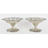 A pair of Edwardian silver pierced tazzas/sweetmeat dishes by Walker & Hall, Sheffield 1907, with
