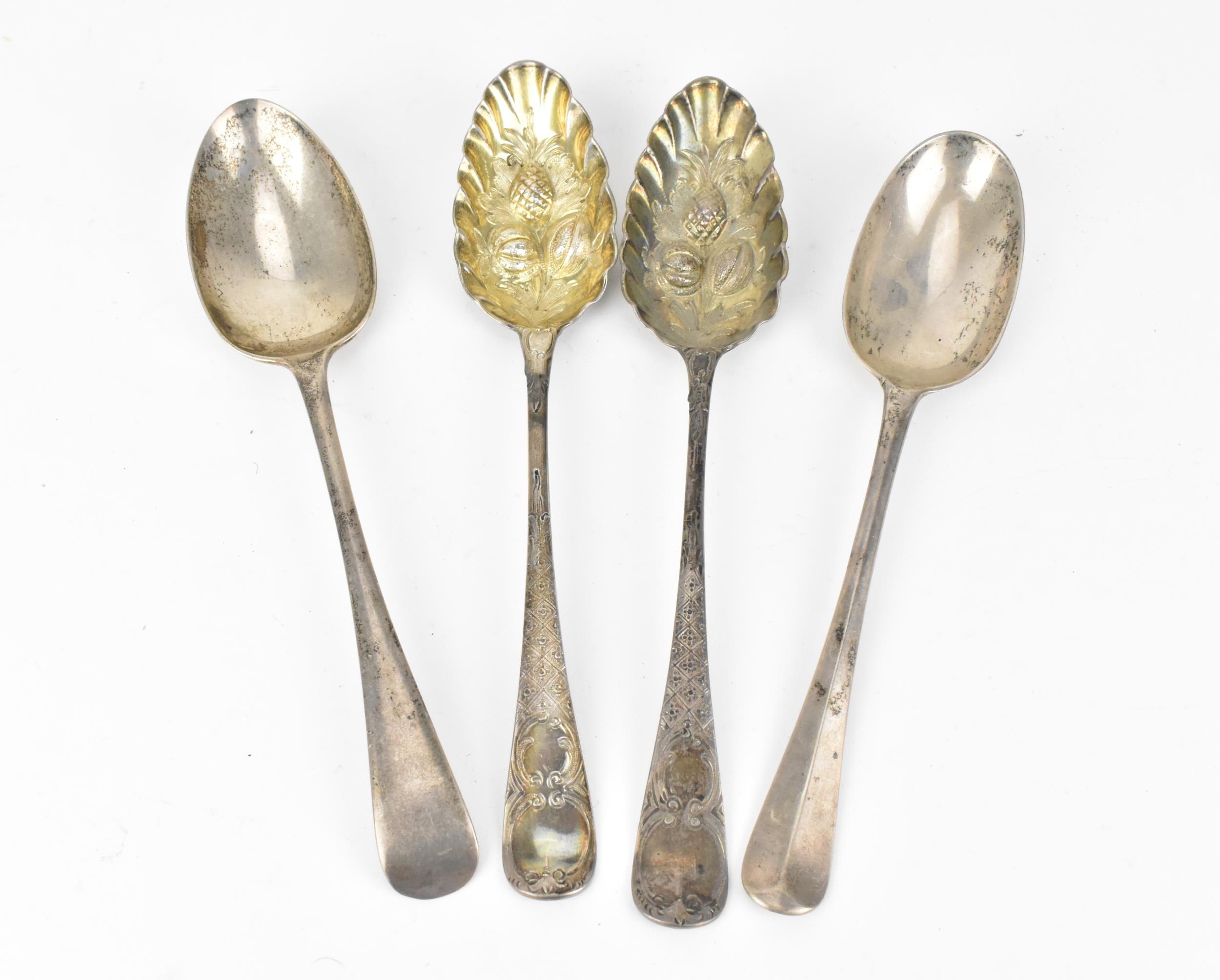 A pair of George III silver berry spoons by Samuel Godbehere, Edward Wigan & James Boult, London