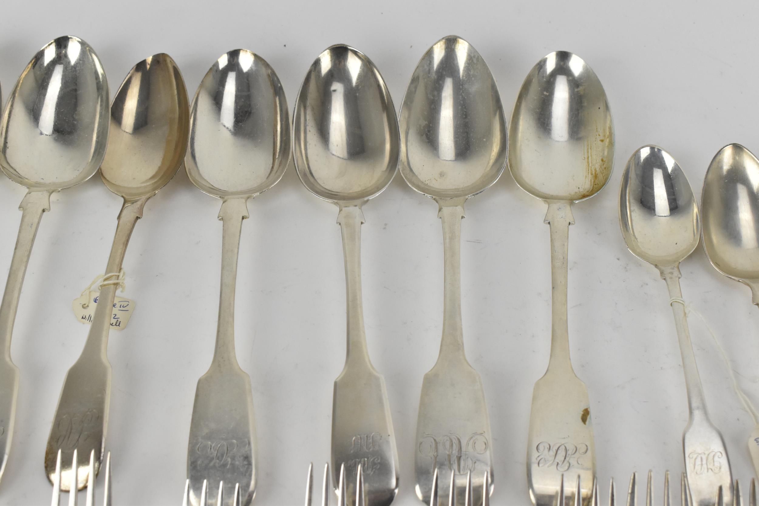 A set of twelve Victorian silver salad forks by Samuel Hayne & Dudley Cater, London 1847 and 1853, - Image 3 of 13