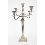 A late Victorian silver single convertible five light candelabra, London 1896, possibly by Fordham &