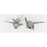 A pair of Elizabeth II silver pheasants, London 1973, makers initials 'LAG', realistically