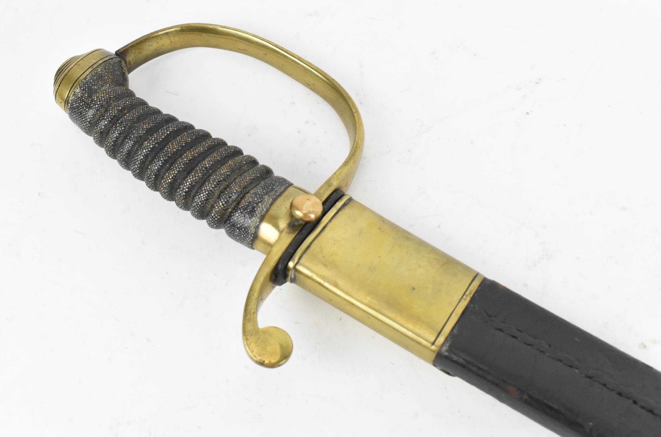 A 19th century police officer short sword/hanger, with shagreen grip and brass pommel, with - Image 2 of 9