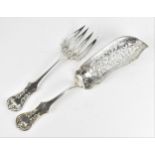 A pair of Victorian silver fish servers by William Rawlings Sobey, Exeter 1850, both with pierced