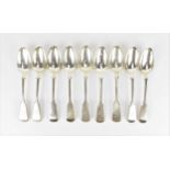 A set of nine Victorian Scottish silver table spoons by James McKay, Edinburgh, between 1841-1853,