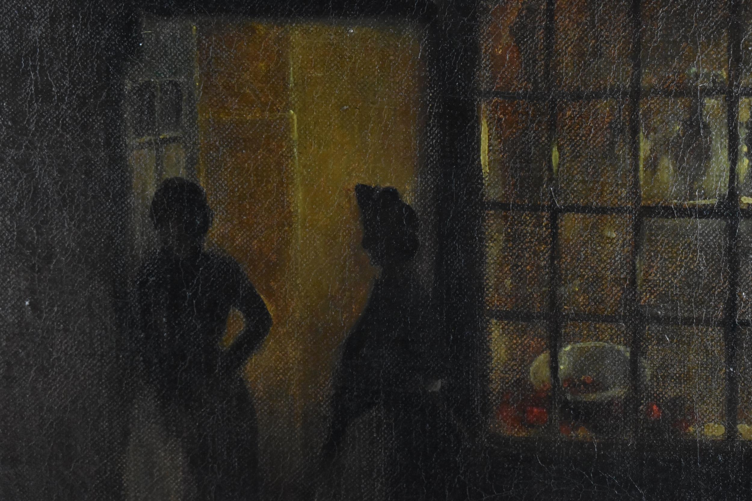 James Hamilton Hay (1874-1916) British depicting a shop front in the evening with two women chatting - Image 5 of 6