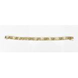 A 14ct yellow gold Greek key pattern bracelet, with open box clasp, 18.5 cm long, weight 19.9 grams