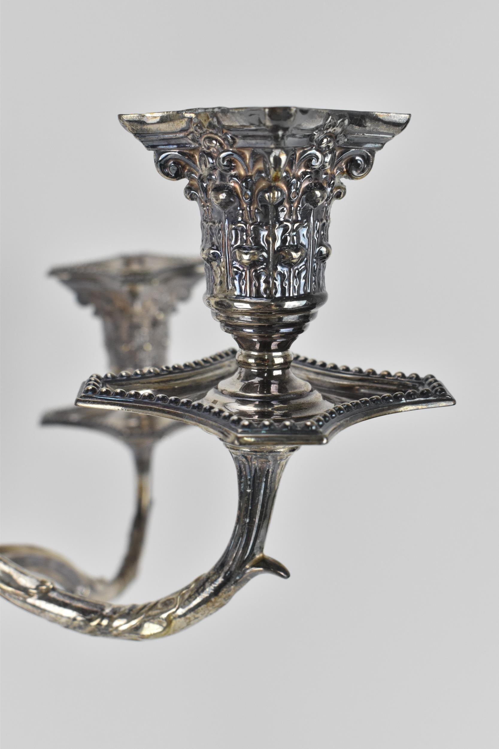 A late Victorian silver single convertible five light candelabra, London 1896, possibly by Fordham & - Image 4 of 9