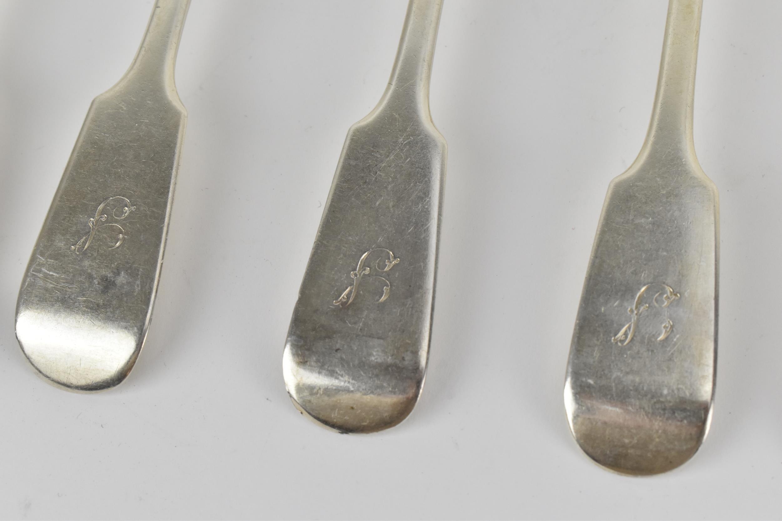 A set of nine Victorian Scottish silver table spoons by James McKay, Edinburgh, between 1841-1853, - Image 2 of 4