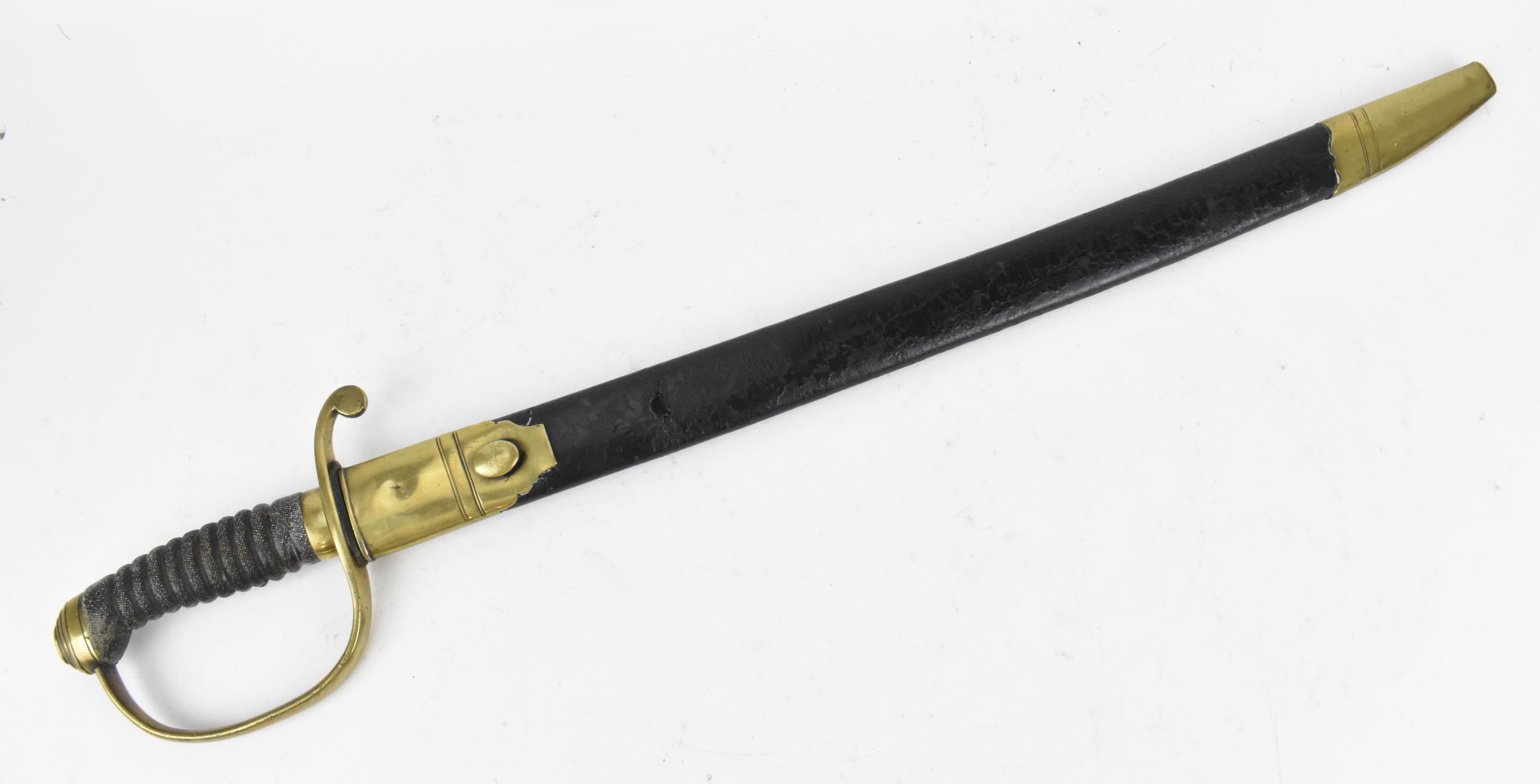 A 19th century police officer short sword/hanger, with shagreen grip and brass pommel, with