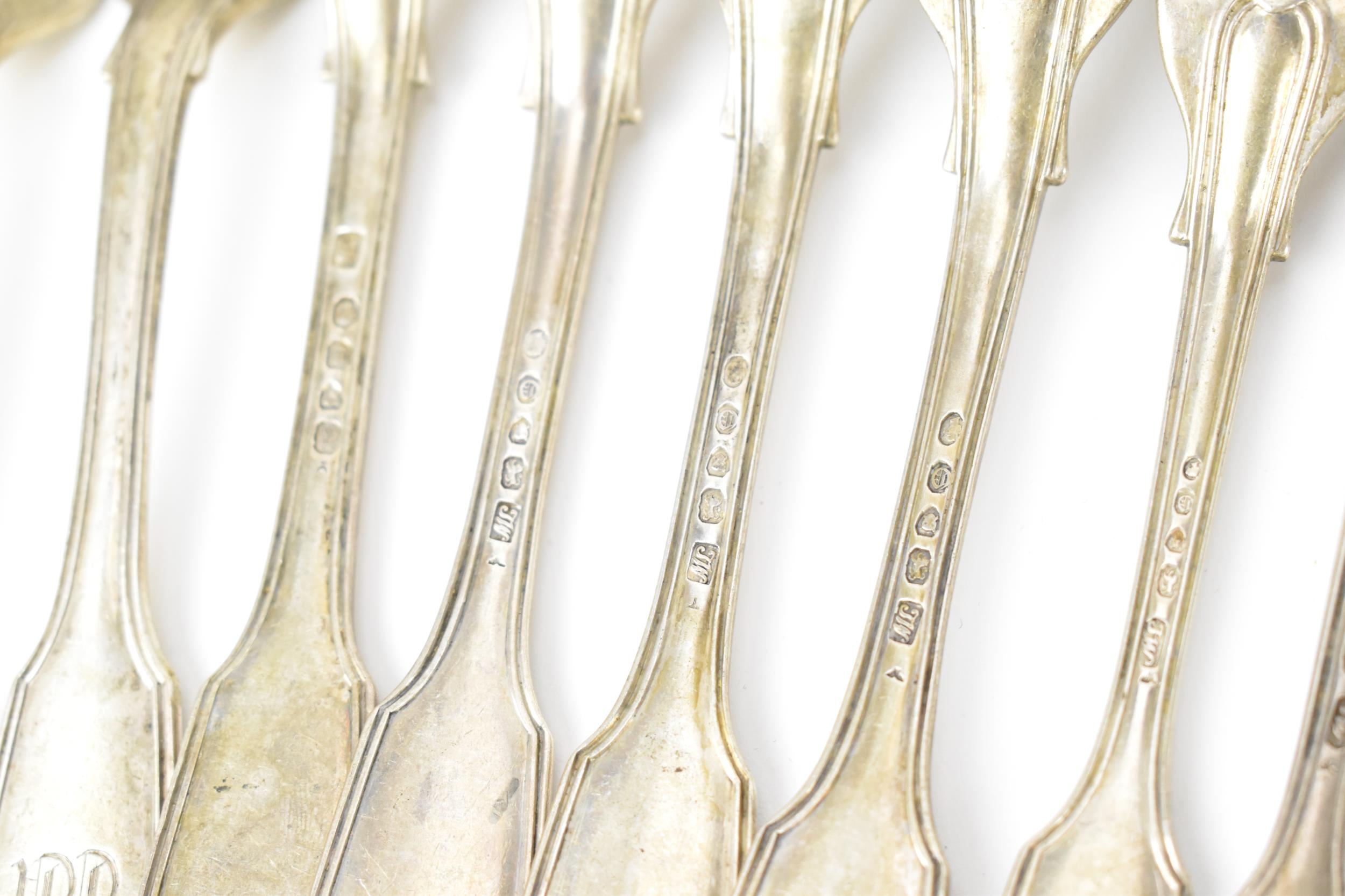 A set of Victorian silver dinner forks by Thomas Whipham, London 1849, comprising six dinner forks - Image 4 of 5