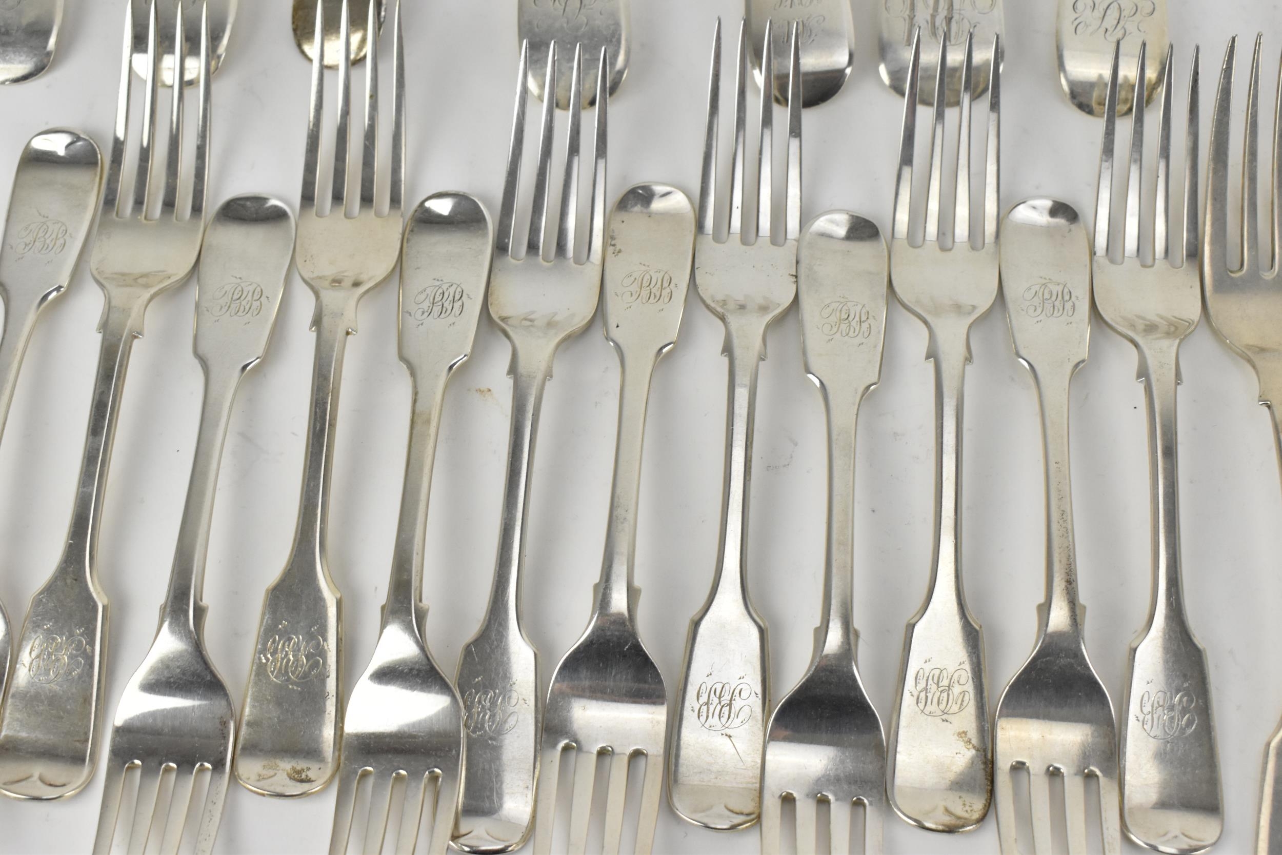 A set of twelve Victorian silver salad forks by Samuel Hayne & Dudley Cater, London 1847 and 1853, - Image 2 of 13