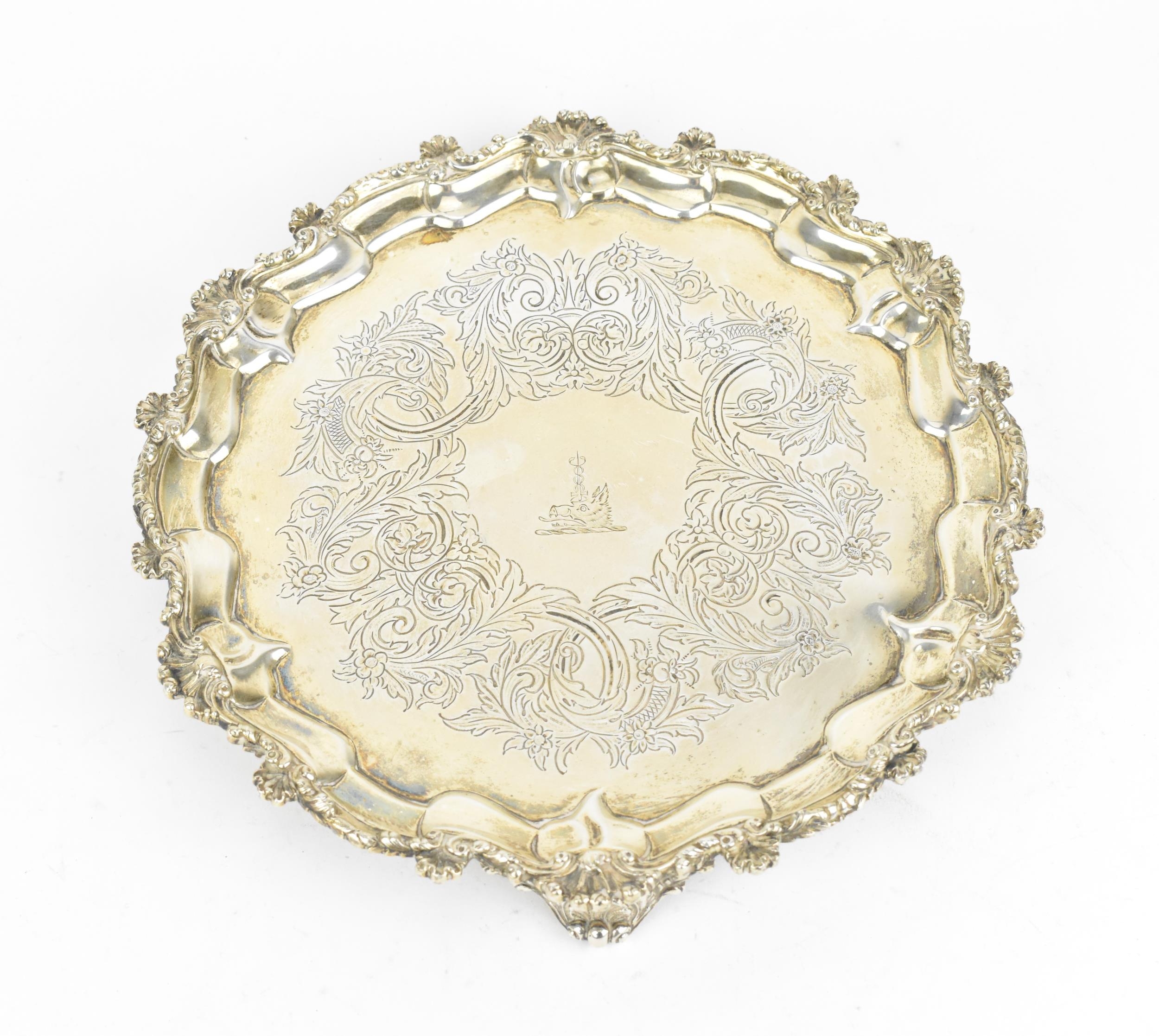 A Victorian silver salver by Joseph, Albert, Horace & Ethelbert Savory, London 1882, with moulded