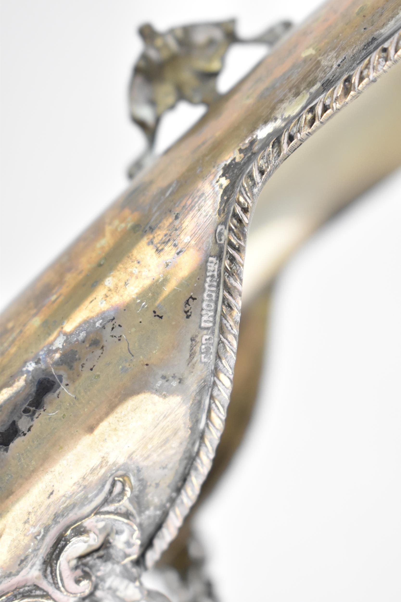 An Italian silver oblong basket with pierced shell and floral handle, the underside stamped with - Image 5 of 5