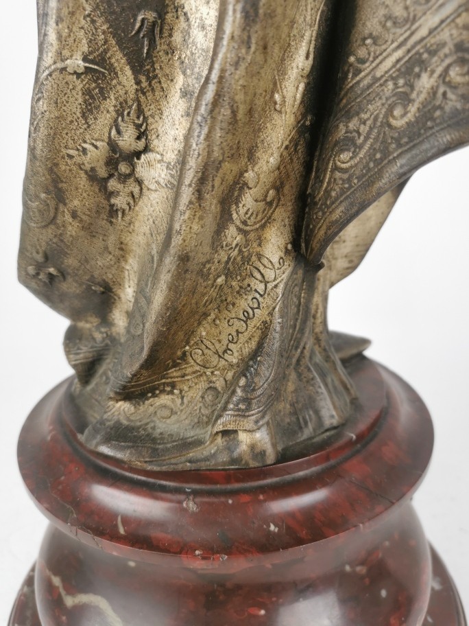A late 19th century spelter Orientalist sculpture, titled 'Bianca', modelled as a female mandolin - Image 5 of 6