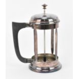 A silver French press cafetiere by Camelot Silverware Ltd, with ebony handle, no glass liner, 23.5