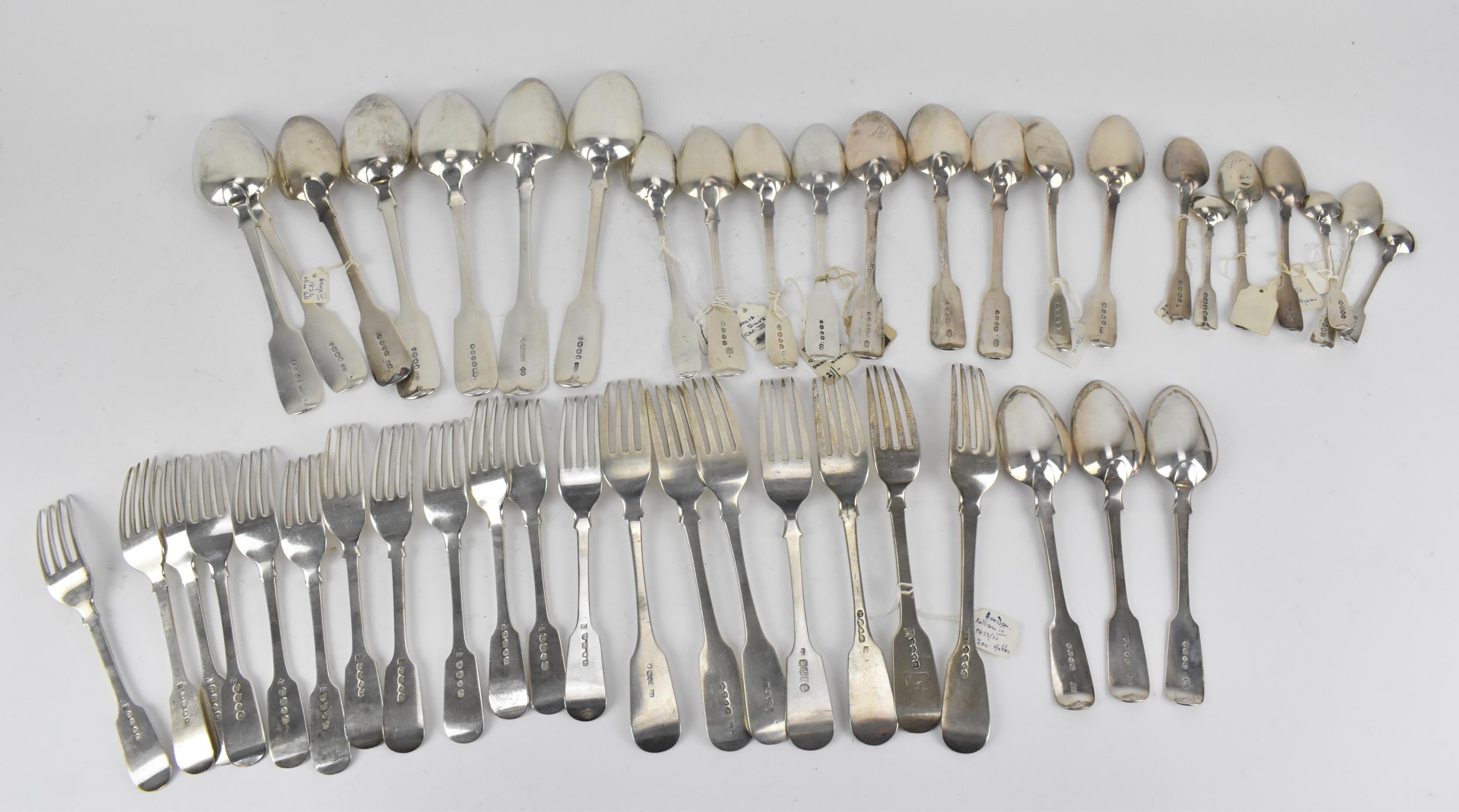 A set of twelve Victorian silver salad forks by Samuel Hayne & Dudley Cater, London 1847 and 1853, - Image 13 of 13