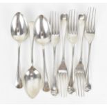 A small collection of George VI silver salad forks and spoons by Viner's Ltd, comprising three