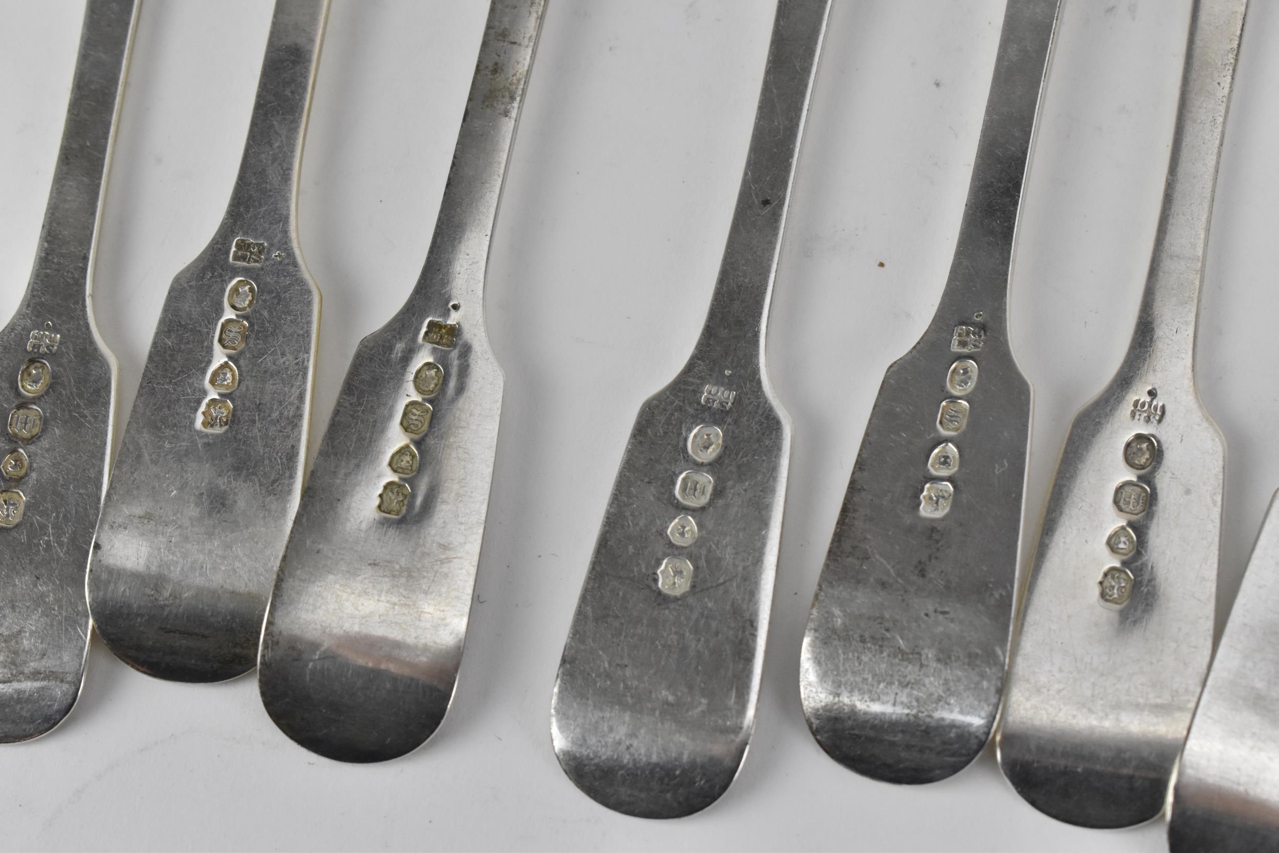 A set of twelve Victorian silver salad forks by Samuel Hayne & Dudley Cater, London 1847 and 1853, - Image 9 of 13