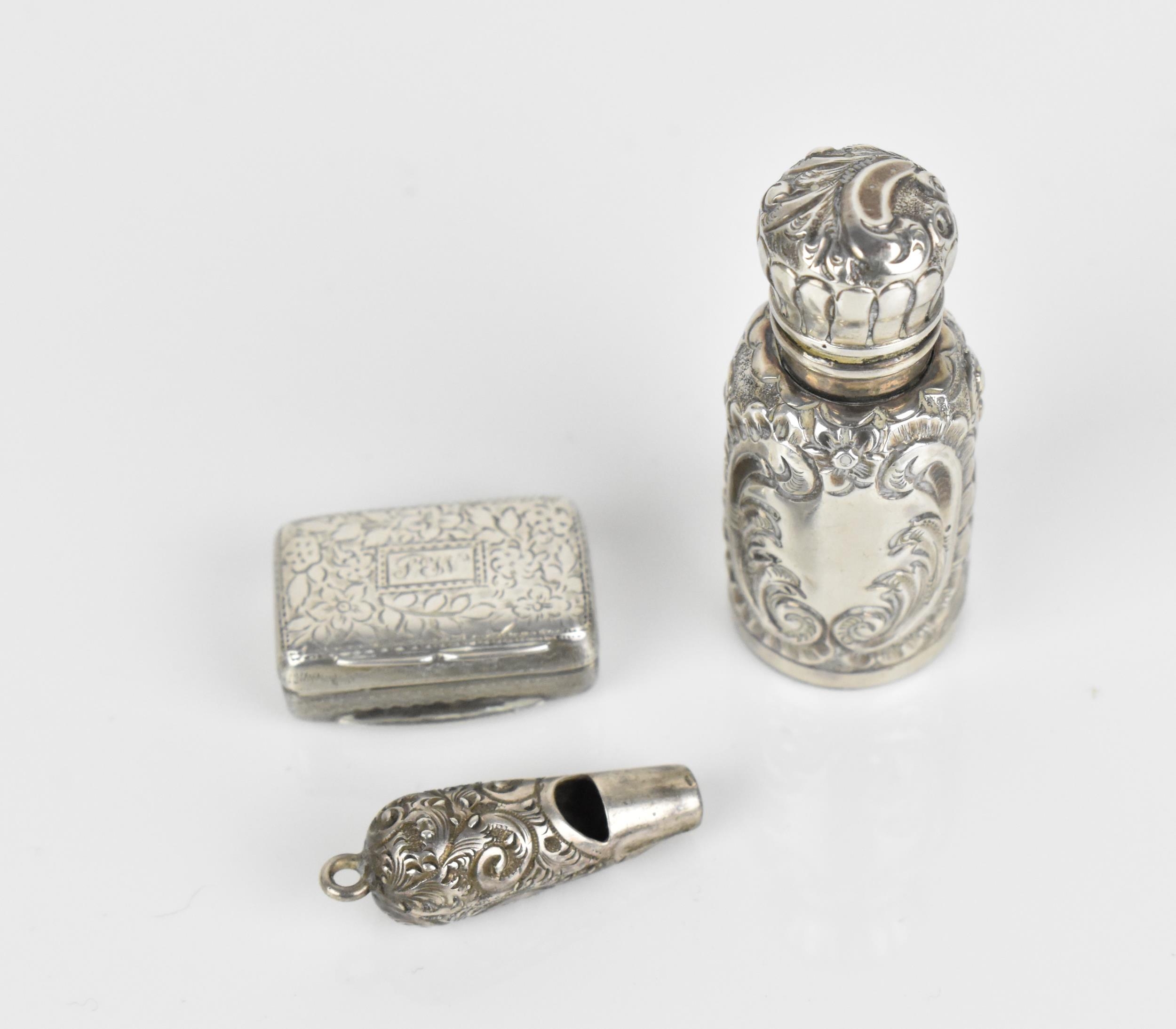 A George III silver vinaigrette, Birmingham 1827, together with a Victorian silver cased scent