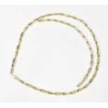 A 14ct yellow gold matching necklace and bracelet, with arrow style links alternating in satin and