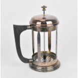 A silver French press cafetiere by Camelot Silverware Ltd, with ebony handle, no glass liner, 23.5