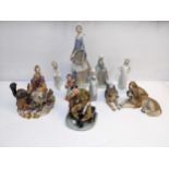 Lladro, Nao and other figures to include ladies and girls and a Royal Doulton Classics The Railway