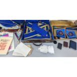 Masonic related items to include various ornated bibs, gloves, ribbons, handbooks and others in