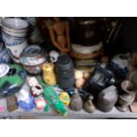 A large miscellaneous lot to include a blue and white ginger jar A/F, vintage cameras and mixed