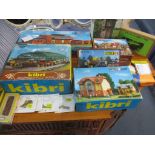 A group of German HO model railway kits to include a Kibri model shed B-9462, Train Shed B-9522, and