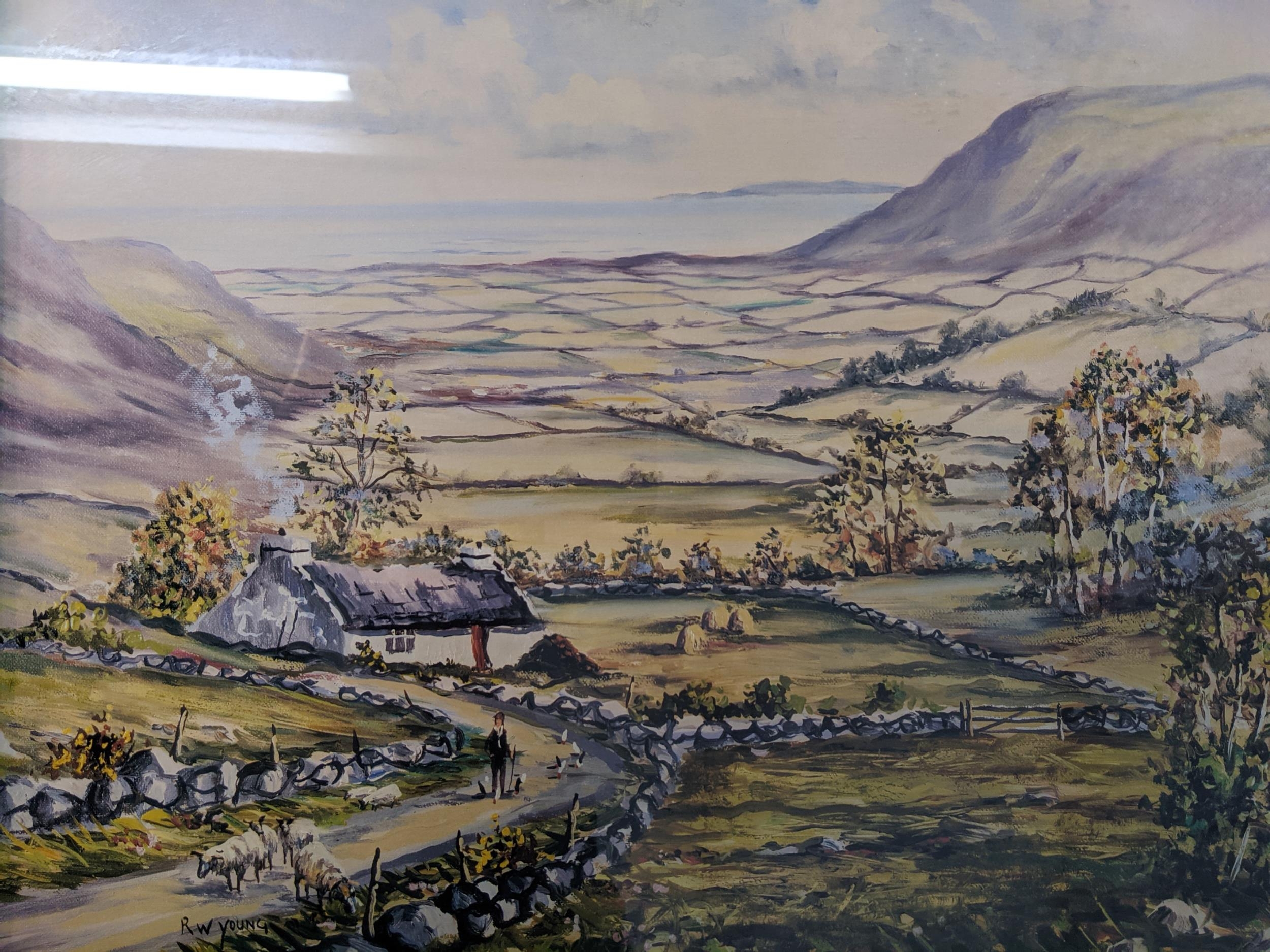 A group of Irish oil paintings and prints to include S McClemaghan - Achill Island circa 1970 a - Image 7 of 7