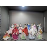 A collection of thirteen Royal Doulton figures of ladies to include 'Fair Lady', 'Take me Home'