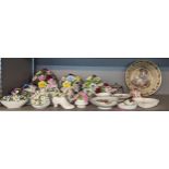 A collection of Royal Doulton and other flower ornaments A/F, musical trinket boxes and others