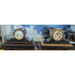 To Victorian marble mantel clocks A/F, with keys, one signed LB Location: