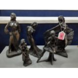 John Letts - five bronze finished resin figures of women in various poses Location: