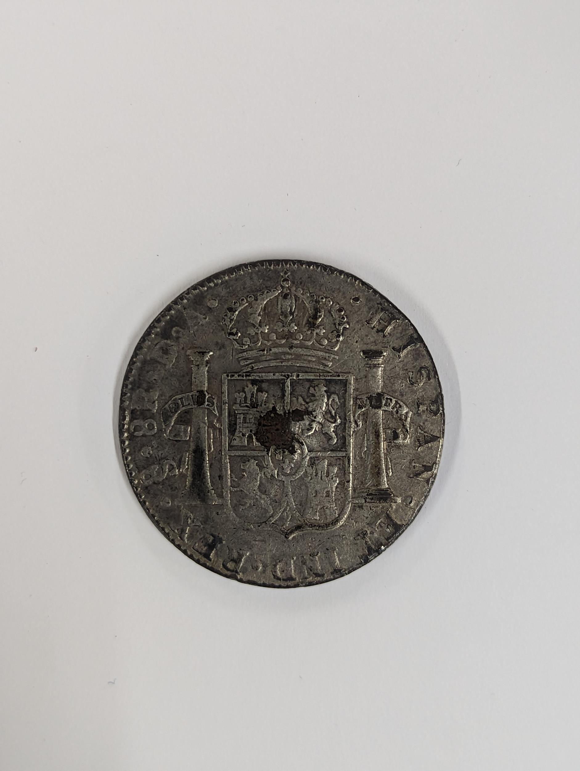 A replica George III Emergency Issue Dollar, countermarked Santiago 8 Reales of Carlos IV Location: - Image 2 of 2