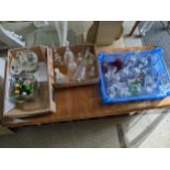 A collection of 32 glass bells, various glass decanter stoppers, and a collection of vintage marbles