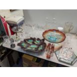 A mixed lot of glassware to include an Arthur Price paperweight, a large fruit bowl, Hokitika glass,