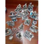 A collection of Mark Locker pewter Mystical models to include The Magic Staff and three collectors