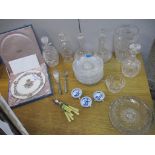 A mixed lot to include three Meissen small bowls, boxed Spode plate and mixed glassware and other