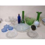 A selection of Arts & Crafts, Art Nouveau, and later glassware to include a Clutha style green glass