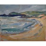 An oil painting on board by Gilbert Adams (1906-1996) Constantine Bay Cornwall 51cm x 61cm unframed