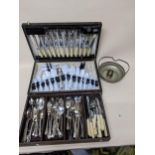 A selection of silver plated cutlery to include A E Thompson & Sons cased cutlery set, and a