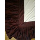 A bespoke maroon silk Kingsize ruffled bed valance, 150cm wide Location: LWB