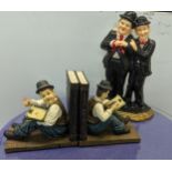 A Leonardo Collection cast iron Laurel and Hardy doorstop, together with Laurel and Hardy bookends