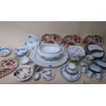 A selection of 19th century and later ceramics to include four Imari style serving dishes, Limoges
