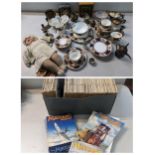 A mixed lot to include a silver napkin ring, a silver lidded dressing table jar, a part tea set, a
