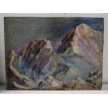 Randolph Bezzant Holmes (1888-1973) Everest and Lhotse, oil on board inscribed to the reverse 44cm x